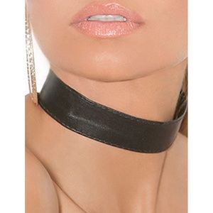 Leather Collar Snap Closure Classic Choker 1" Wide